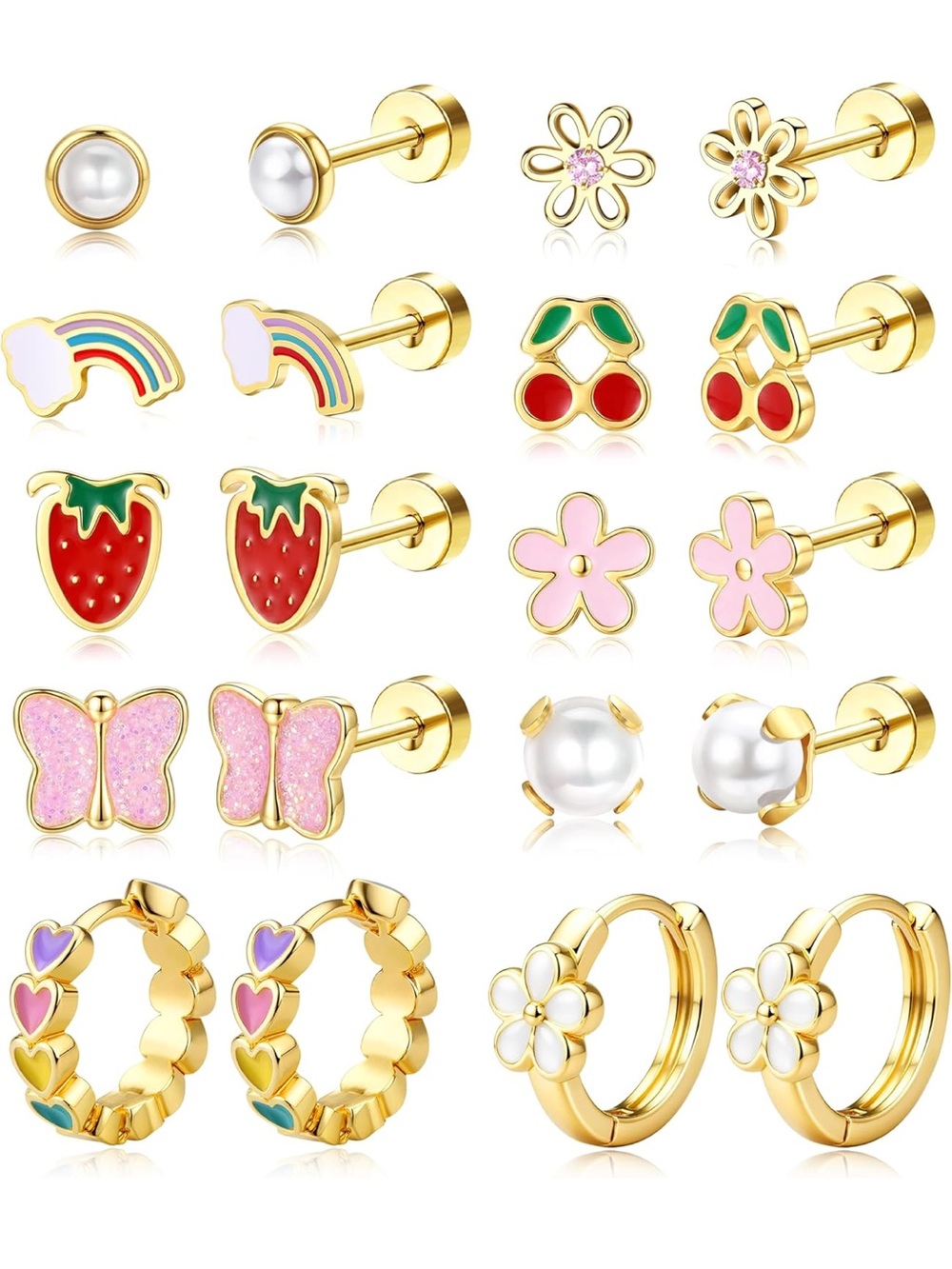 SAILIMUE Hypoallergenic Flat Back Earrings
Surgical Steel Sensitive Studs Girl
